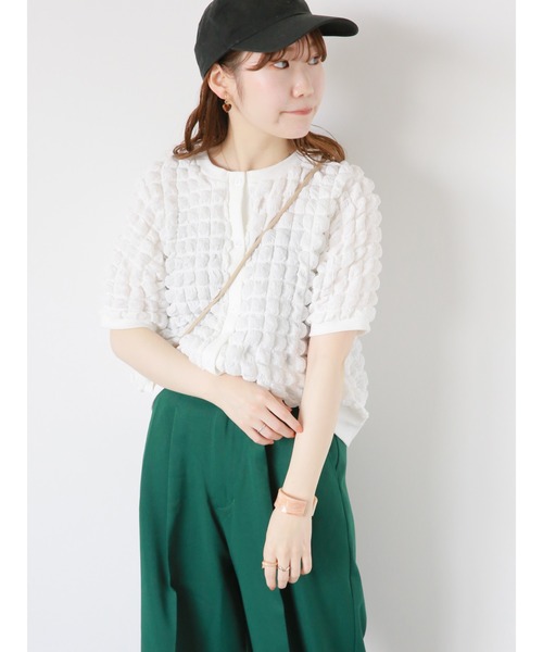 ehka sopo（エヘカソポ）の「前後2WAYもこもこカーディガン（カーディガン/ボレロ・レディース・サックスブルー/オフホワイト/マスタード・F）」の10枚目の写真