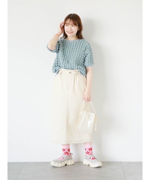 ehka sopo（エヘカソポ）の「前後2WAYもこもこカーディガン（カーディガン/ボレロ・レディース・サックスブルー/オフホワイト/マスタード・F）」の13枚目の写真