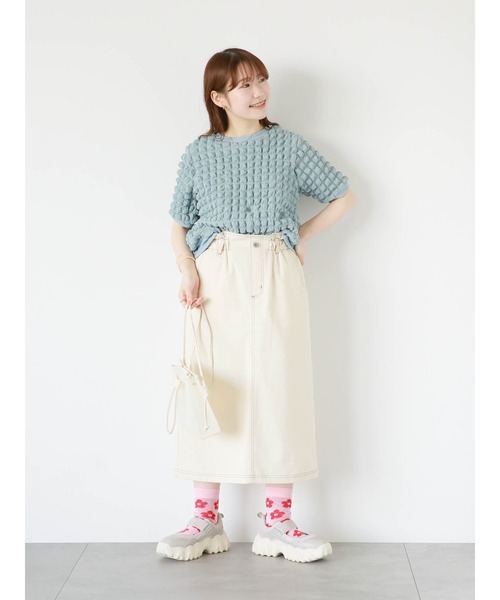 ehka sopo（エヘカソポ）の「前後2WAYもこもこカーディガン（カーディガン/ボレロ・レディース・サックスブルー/オフホワイト/マスタード・F）」の14枚目の写真