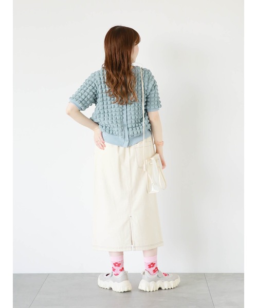 ehka sopo（エヘカソポ）の「前後2WAYもこもこカーディガン（カーディガン/ボレロ・レディース・サックスブルー/オフホワイト/マスタード・F）」の15枚目の写真