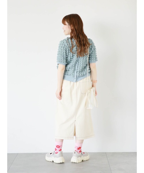 ehka sopo（エヘカソポ）の「前後2WAYもこもこカーディガン（カーディガン/ボレロ・レディース・サックスブルー/オフホワイト/マスタード・F）」の16枚目の写真