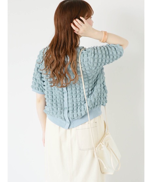 ehka sopo（エヘカソポ）の「前後2WAYもこもこカーディガン（カーディガン/ボレロ・レディース・サックスブルー/オフホワイト/マスタード・F）」の19枚目の写真