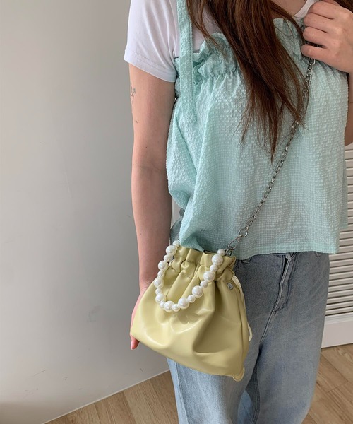 cream creme（クリームクレーム）の「パールバケットバッグ（トートバッグ・レディース・ブラック/ホワイト/カーキ/イエロー・FREE）」の15枚目の写真