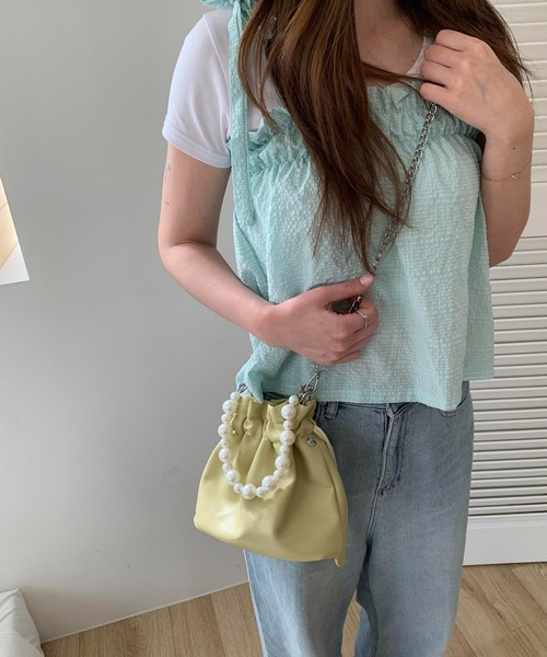 cream creme（クリームクレーム）の「パールバケットバッグ（トートバッグ・レディース・ブラック/ホワイト/カーキ/イエロー・FREE）」の20枚目の写真