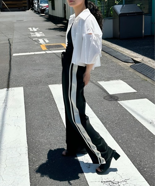 AS KNOW AS plus（アズノゥアズプラス）の「〇サイドライントラックパンツ（その他パンツ・レディース・ブラック/アイボリー/グリーン・FREE）」の6枚目の写真