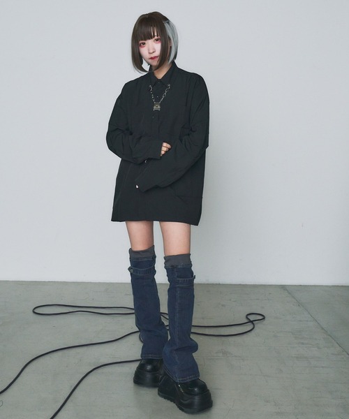 WEGO(ウィゴー)の「WEGO/【一部店限定】ネクタイモチーフロングスリーブシャツ(シャツ/ブラウス・レディース・ホワイト/ブラック・FREE)」の6枚目の写真