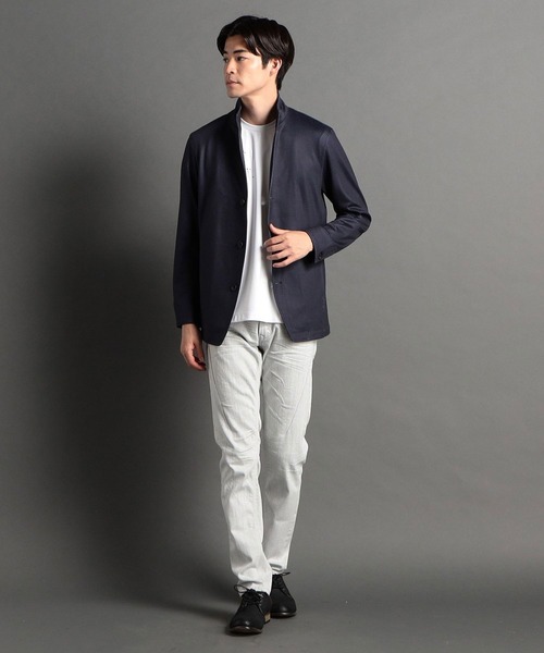 HIDEAWAYS NICOLE（ハイダウェイニコル）の「ポンチバスケットプリントスタンドカラージャケット（カバーオール・メンズ・ネイビー系/ホワイト×ブラック・X-LARGE/MEDIUM/LARGE）」の3枚目の写真