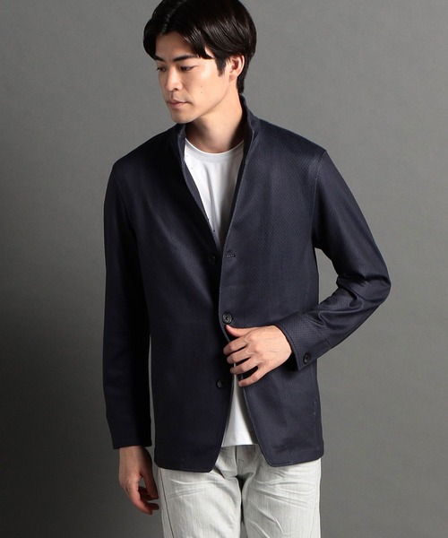 HIDEAWAYS NICOLE（ハイダウェイニコル）の「ポンチバスケットプリントスタンドカラージャケット（カバーオール・メンズ・ネイビー系/ホワイト×ブラック・X-LARGE/MEDIUM/LARGE）」の4枚目の写真