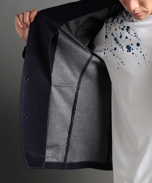 HIDEAWAYS NICOLE（ハイダウェイニコル）の「ポンチバスケットプリントスタンドカラージャケット（カバーオール・メンズ・ネイビー系/ホワイト×ブラック・X-LARGE/MEDIUM/LARGE）」の12枚目の写真