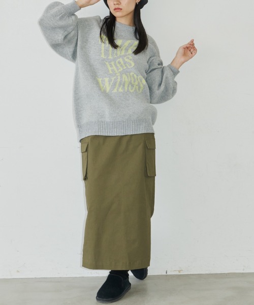 Auntie Rosa Holiday（アンティローザホリデー）の「ロゴジャガードオーバーサイズプルオーバー（ニット/セーター・レディース・グレー/ネイビー・FREE）」の9枚目の写真