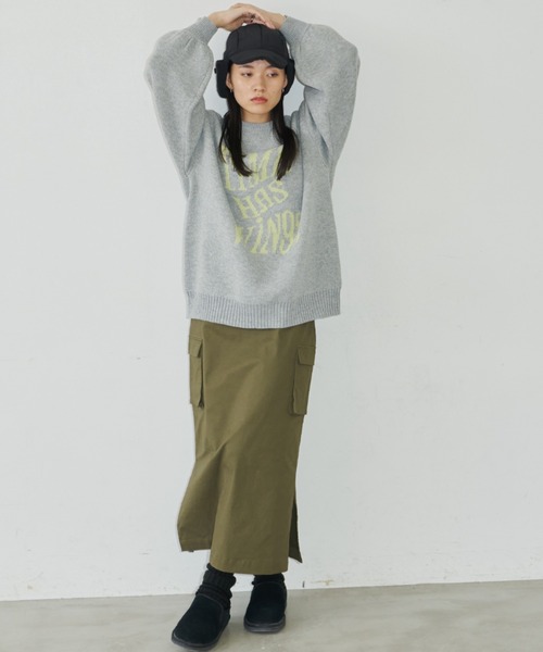 Auntie Rosa Holiday（アンティローザホリデー）の「ロゴジャガードオーバーサイズプルオーバー（ニット/セーター・レディース・グレー/ネイビー・FREE）」の11枚目の写真