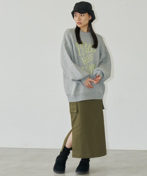 Auntie Rosa Holiday（アンティローザホリデー）の「ロゴジャガードオーバーサイズプルオーバー（ニット/セーター・レディース・グレー/ネイビー・FREE）」の12枚目の写真