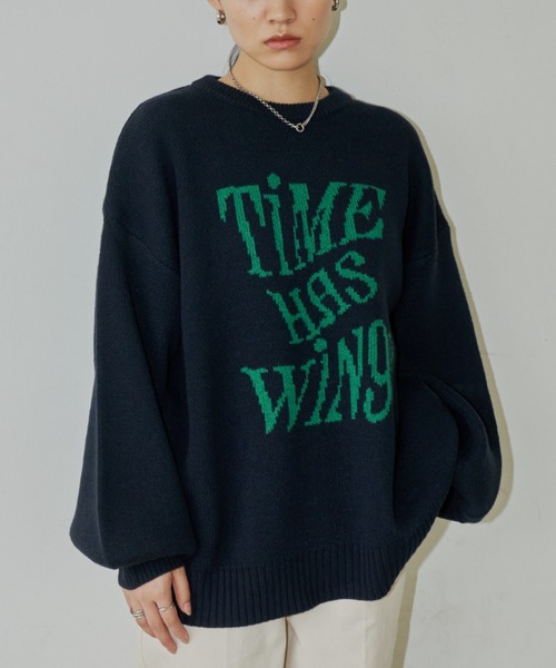 Auntie Rosa Holiday（アンティローザホリデー）の「ロゴジャガードオーバーサイズプルオーバー（ニット/セーター・レディース・グレー/ネイビー・FREE）」の16枚目の写真