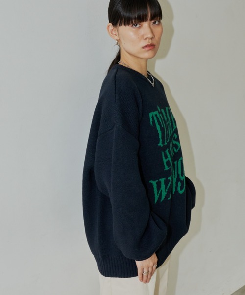Auntie Rosa Holiday（アンティローザホリデー）の「ロゴジャガードオーバーサイズプルオーバー（ニット/セーター・レディース・グレー/ネイビー・FREE）」の21枚目の写真