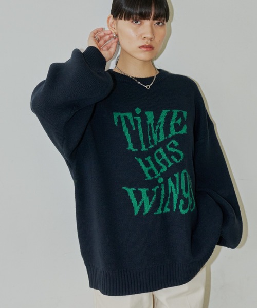 Auntie Rosa Holiday（アンティローザホリデー）の「ロゴジャガードオーバーサイズプルオーバー（ニット/セーター・レディース・グレー/ネイビー・FREE）」の18枚目の写真