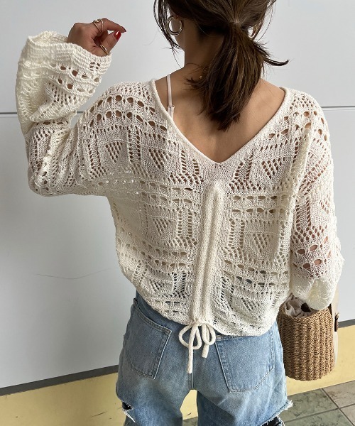 ISOOK(アイスー)の「2way crochet summer knit / クロシェサマーニット(yui select)(ニット/セーター・レディース・アイボリー・FREE)」の4枚目の写真