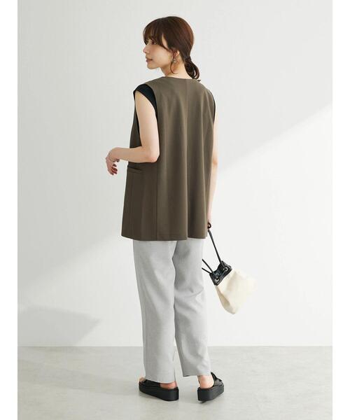Green　Parks（グリーンパークス）の「着流しカットジョーゼットジレ（ベスト・レディース・ブラック/カーキ・FREE）」の5枚目の写真