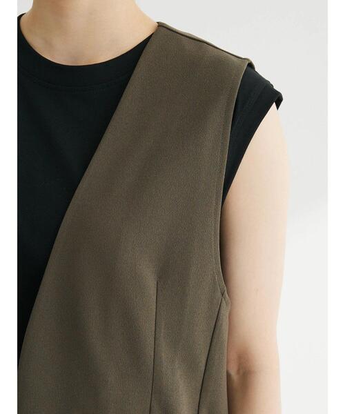 Green　Parks（グリーンパークス）の「着流しカットジョーゼットジレ（ベスト・レディース・ブラック/カーキ・FREE）」の8枚目の写真