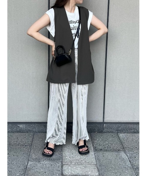 Green　Parks（グリーンパークス）の「着流しカットジョーゼットジレ（ベスト・レディース・ブラック/カーキ・FREE）」の19枚目の写真