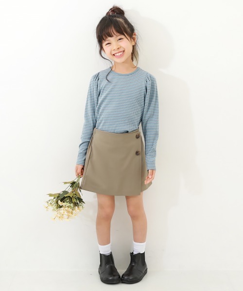 devirock（デビロック）の「細リブ パフスリーブ ボーダー長袖Tシャツ（Tシャツ/カットソー・キッズ・レッド系1/ダークグリーン/ブラック/ピンク系6/ブルー系6・160cm/130cm/120cm/150cm/140cm/100cm/110cm）」の10枚目の写真