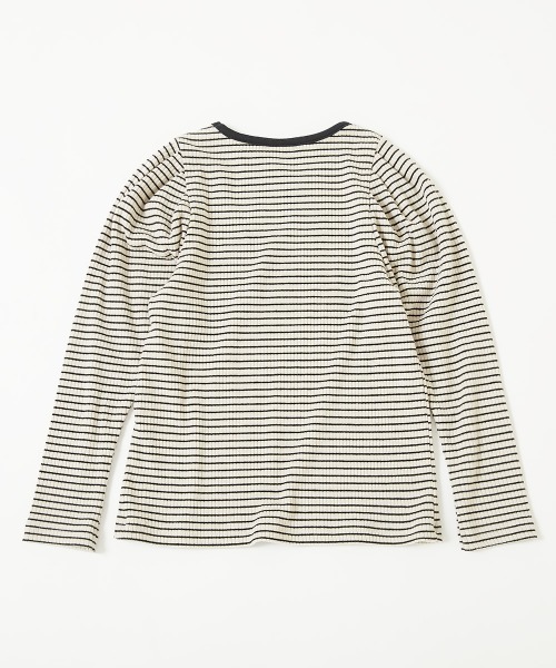 devirock（デビロック）の「細リブ パフスリーブ ボーダー長袖Tシャツ（Tシャツ/カットソー・キッズ・レッド系1/ダークグリーン/ブラック/ピンク系6/ブルー系6・160cm/130cm/120cm/150cm/140cm/100cm/110cm）」の14枚目の写真