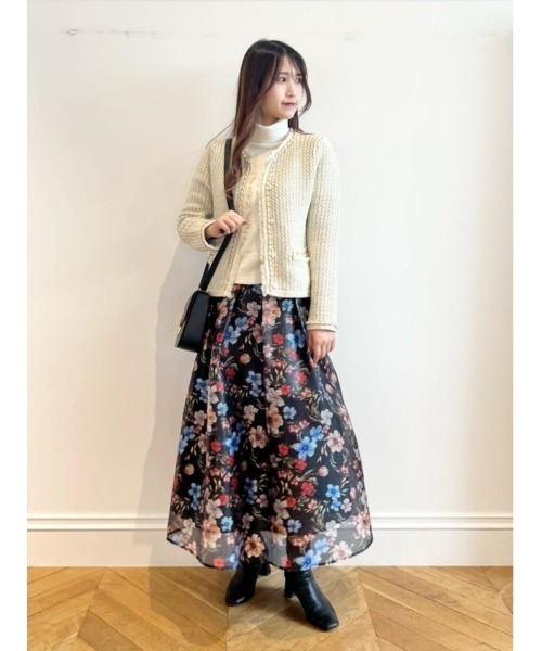 ルルウィルビー Loulou Willoughby ロングスカート 白×パープル×マルチ レディース 花柄 美品 ボトムス ルルウィルビー Loulou Willoughby ロングスカート サイズ2 M ピンク