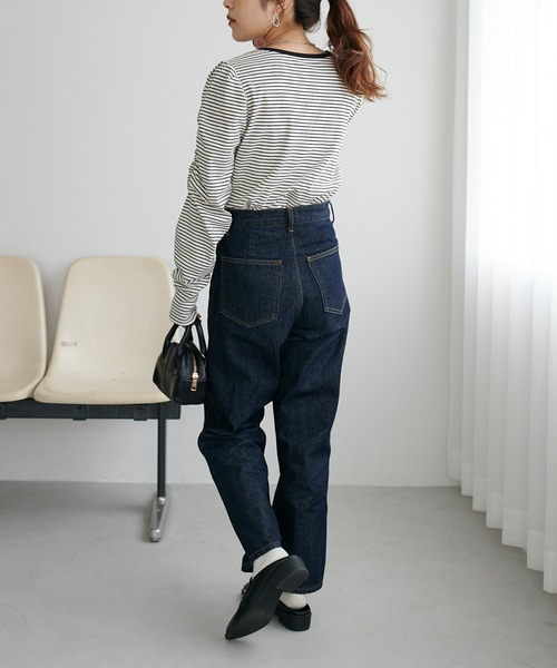 DISCOAT（ディスコート）の「ボーダーパワショルプルオーバー（Tシャツ/カットソー・レディース・ブラック/オフホワイト/バーガンディー・FREE）」の7枚目の写真