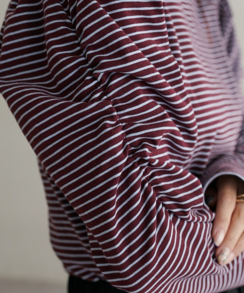 DISCOAT（ディスコート）の「ボーダーパワショルプルオーバー（Tシャツ/カットソー・レディース・ブラック/オフホワイト/バーガンディー・FREE）」の15枚目の写真