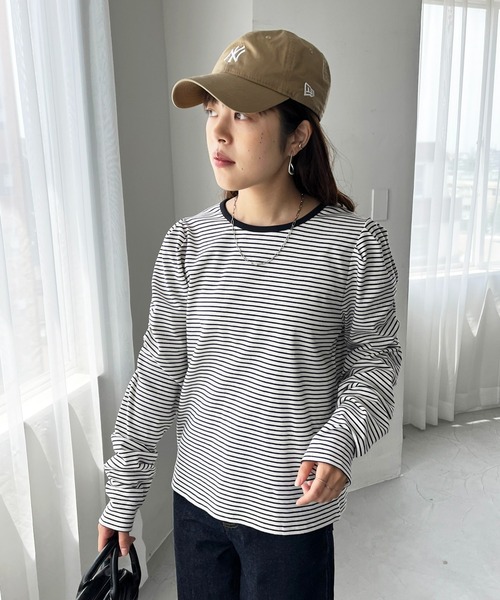 DISCOAT（ディスコート）の「ボーダーパワショルプルオーバー（Tシャツ/カットソー・レディース・ブラック/オフホワイト/バーガンディー・FREE）」の19枚目の写真