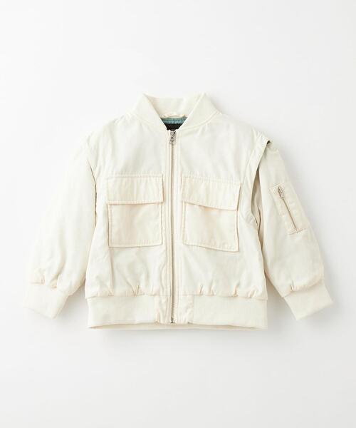 green label relaxing(グリーンレーベルリラクシング)の「2WAY ビッグポケット MA-1 100cm-130cm(MA-1・キッズ・オフホワイト/ブラック・S(120-130cm)/XS(100-110cm))」の2枚目の写真