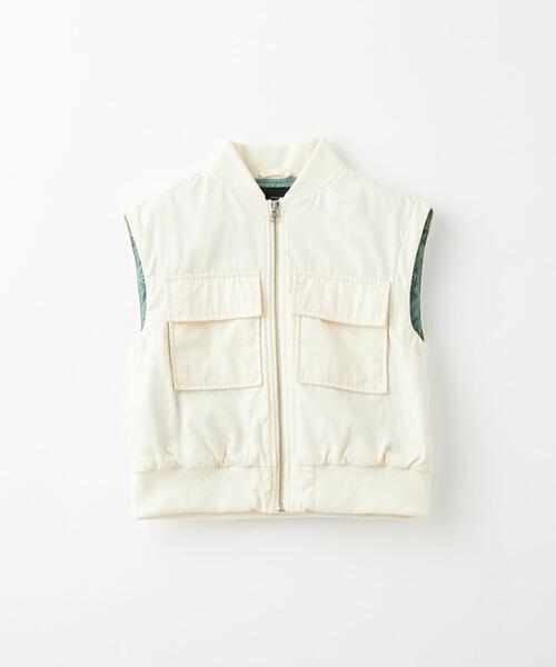 green label relaxing(グリーンレーベルリラクシング)の「2WAY ビッグポケット MA-1 100cm-130cm(MA-1・キッズ・オフホワイト/ブラック・S(120-130cm)/XS(100-110cm))」の5枚目の写真