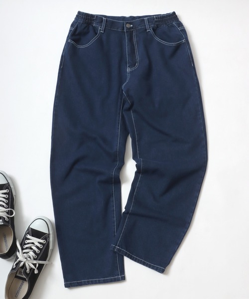 MARUKAWA（マルカワ）の「ワイドシルエット カラー テーパードパンツ デニム/カツラギ（デニムパンツ・メンズ・ブルー/サックスブルー/ブラック/ベージュ/カーキ/チャコール/ネイビー・L/LL/M）」の5枚目の写真
