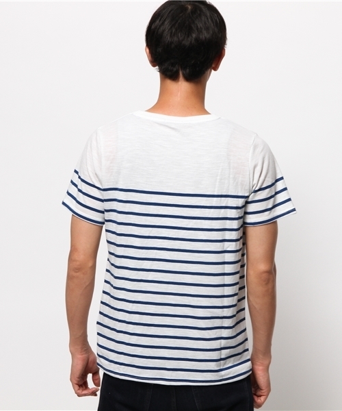 WEGO（ウィゴー）の「WEGO/パネルボーダーTシャツ（Tシャツ/カットソー・メンズ・ネイビー/トリコロール・MEDIUM/LARGE）」の6枚目の写真