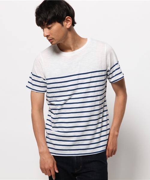 WEGO（ウィゴー）の「WEGO/パネルボーダーTシャツ（Tシャツ/カットソー・メンズ・ネイビー/トリコロール・MEDIUM/LARGE）」の10枚目の写真