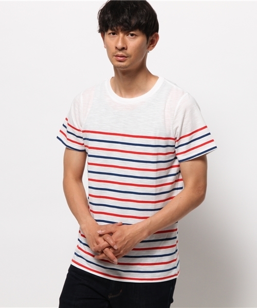 WEGO（ウィゴー）の「WEGO/パネルボーダーTシャツ（Tシャツ/カットソー・メンズ・ネイビー/トリコロール・MEDIUM/LARGE）」の11枚目の写真