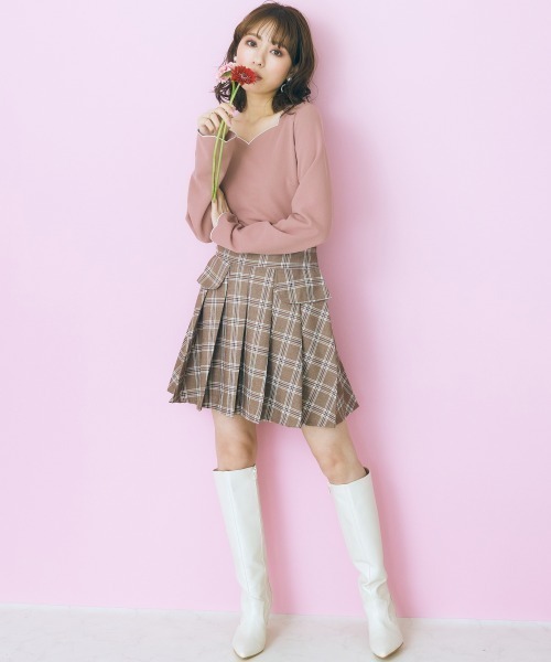 marun(マルン)の「<大きいサイズ> チェックスカショーパン marun(その他パンツ・レディース・ブルーグレー/ブラウン・5L/3L/LL/L/4L)」の8枚目の写真