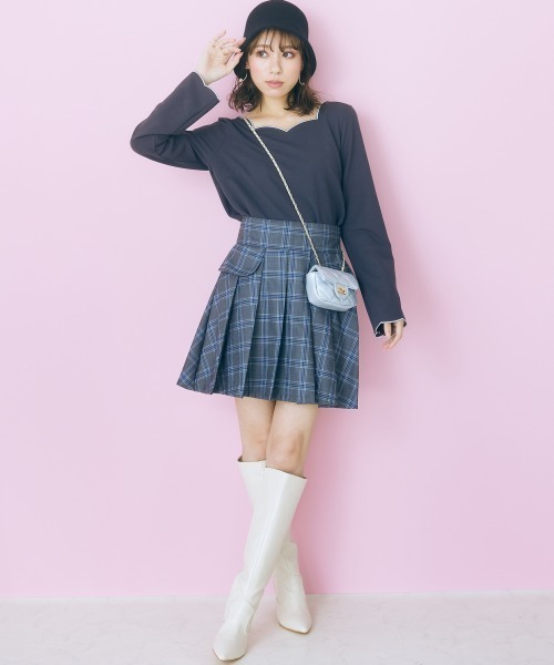 marun(マルン)の「<大きいサイズ> チェックスカショーパン marun(その他パンツ・レディース・ブルーグレー/ブラウン・5L/3L/LL/L/4L)」の7枚目の写真