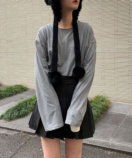 EPICKS（エピックス）の「カラフルベーシックロングTシャツ（Tシャツ/カットソー・レディース・ワイン/ブラック/ブルー/オレンジ/ホワイト/オレンジ系その他/ライトパープル/ブラウン/グリーン/ライム/イエロー/グレー/パープル・L/XL/M）」の3枚目の写真