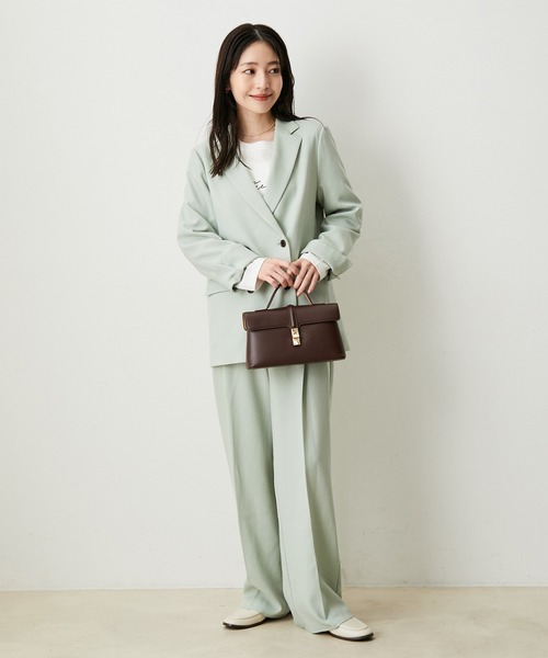 VIS（ビス）の「【セットアップ対応】ウールライクメランジワイドパンツ【アンチピリング・洗える】（スラックス・レディース・ブラック/ライトグリーン/グレー/ブラウン系その他・SS/L/S/M）」の8枚目の写真