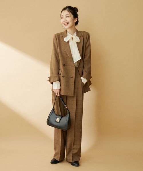 VIS（ビス）の「【セットアップ対応】ウールライクメランジワイドパンツ【アンチピリング・洗える】（スラックス・レディース・ブラック/ライトグリーン/グレー/ブラウン系その他・SS/L/S/M）」の19枚目の写真