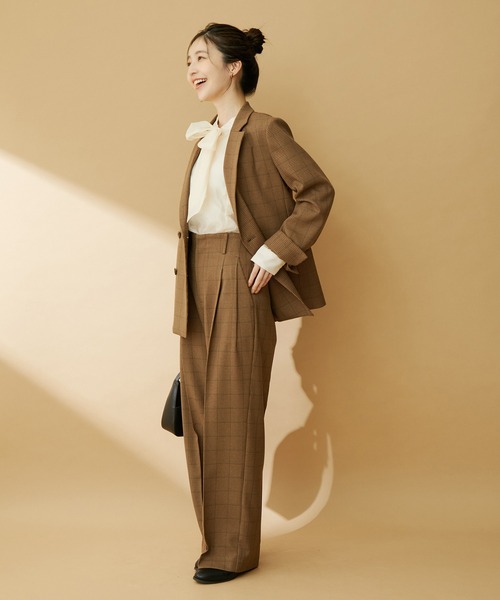 VIS（ビス）の「【セットアップ対応】ウールライクメランジワイドパンツ【アンチピリング・洗える】（スラックス・レディース・ブラック/ライトグリーン/グレー/ブラウン系その他・SS/L/S/M）」の20枚目の写真