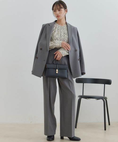 セール】【セットアップ対応】ウールライクメランジワイドパンツ