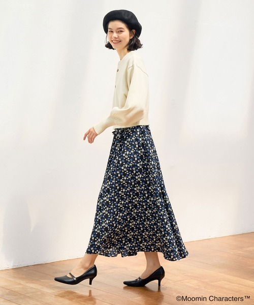 MOOMIN（ムーミン）の「【MOOMIN ×ROPE' PICNIC】小花柄ギャザースカート（スカート・レディース・ブラック系その他/ブルー系その他4/ボルドー・38）」の4枚目の写真