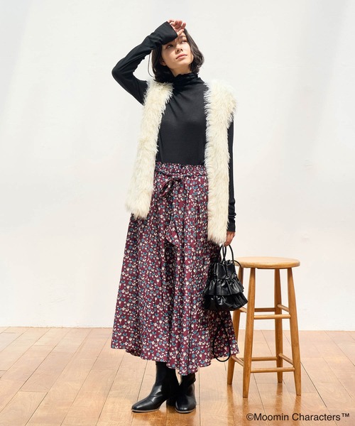 MOOMIN（ムーミン）の「【MOOMIN ×ROPE' PICNIC】小花柄ギャザースカート（スカート・レディース・ブラック系その他/ブルー系その他4/ボルドー・38）」の13枚目の写真