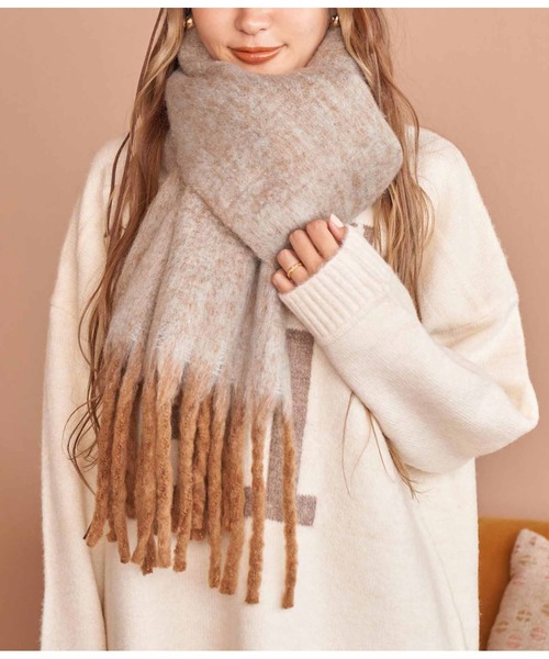 anap mimpi（アナップミンピ）の「起毛フェイクウールメランジマフラー（マフラー・レディース・オレンジ/ミント・FREE）」の2枚目の写真