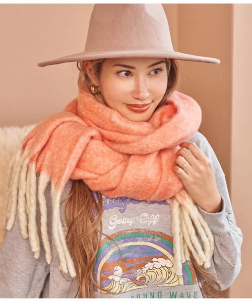 anap mimpi（アナップミンピ）の「起毛フェイクウールメランジマフラー（マフラー・レディース・オレンジ/ミント・FREE）」の5枚目の写真