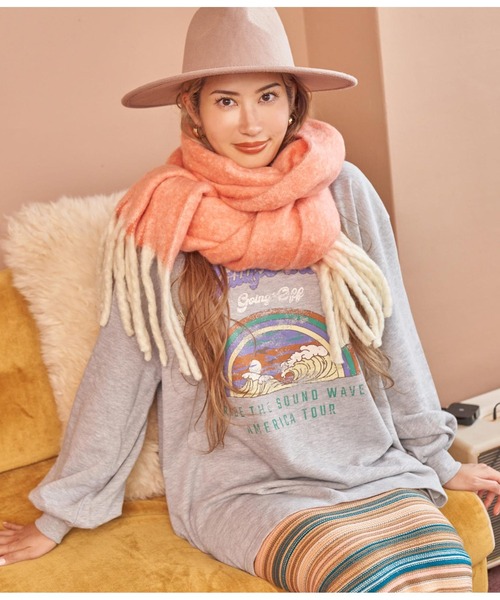 anap mimpi（アナップミンピ）の「起毛フェイクウールメランジマフラー（マフラー・レディース・オレンジ/ミント・FREE）」の6枚目の写真