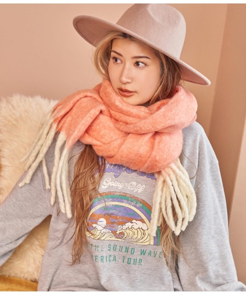 anap mimpi（アナップミンピ）の「起毛フェイクウールメランジマフラー（マフラー・レディース・オレンジ/ミント・FREE）」の12枚目の写真