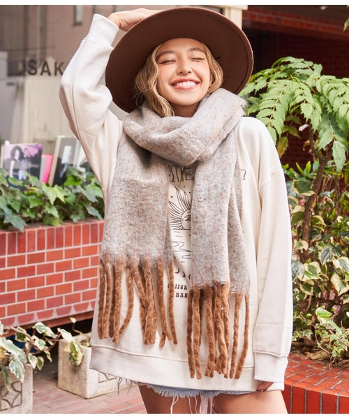 anap mimpi（アナップミンピ）の「起毛フェイクウールメランジマフラー（マフラー・レディース・オレンジ/ミント・FREE）」の10枚目の写真