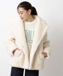 OPAQUE.CLIP | フェイクボア ミドルコート(チェスターコート)